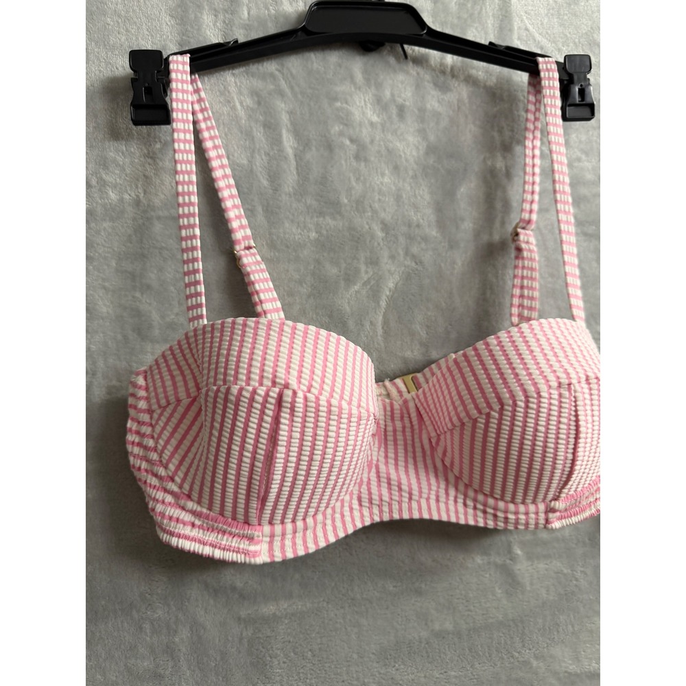 Kate Spade New York Pink White Smocked Bikini Bra Top. NWT. XS - Picture 8 of 9